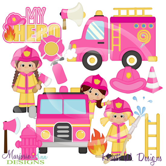 Fighting Fires-Girls SVG Cutting Files Includes Clipart - Click Image to Close